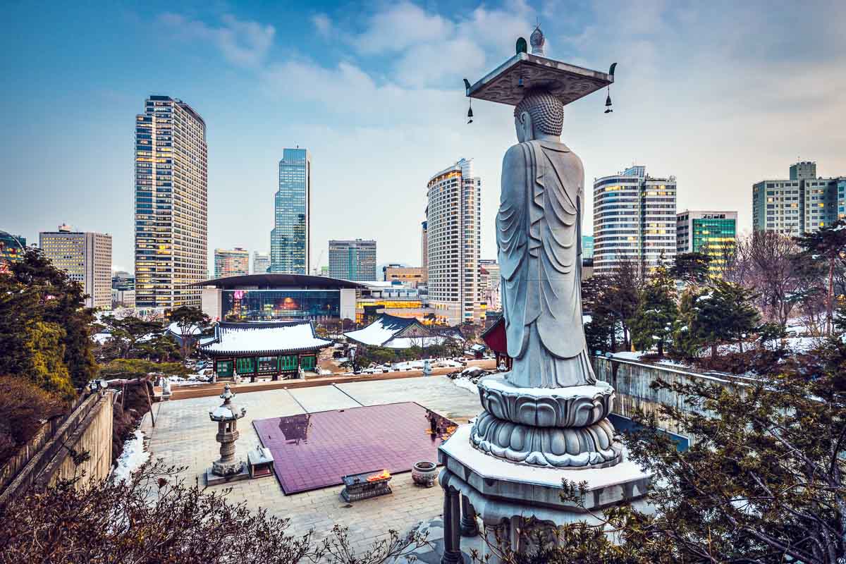 Seoul South Korea cityscape in Gangnam District Seoul